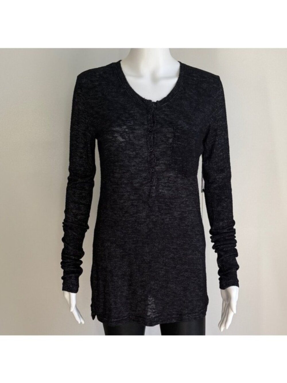 Rails Heathered Henley Long Sleeve Top – Size M